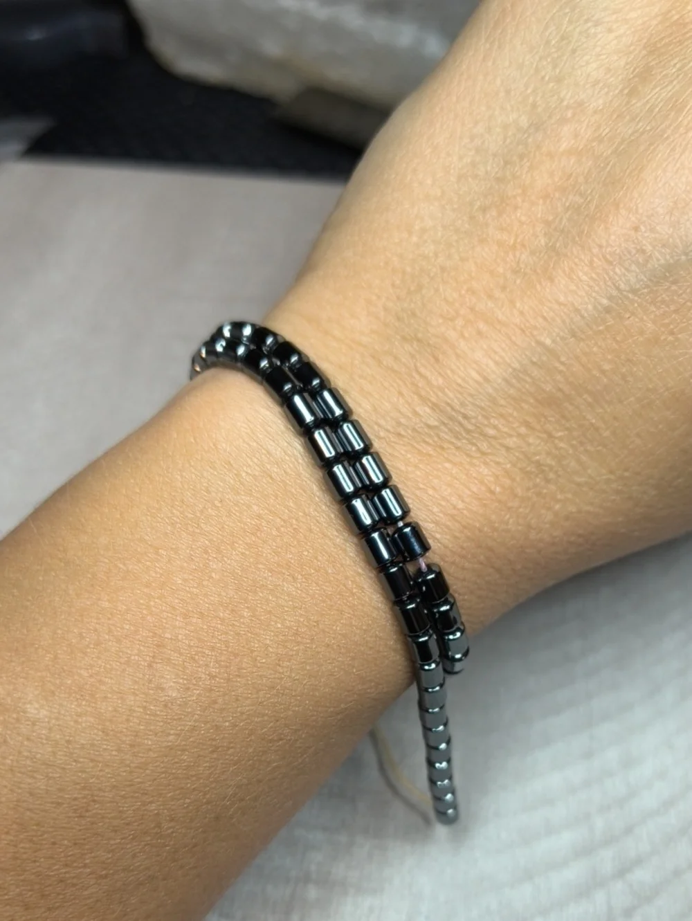 #1- Hematite Cylinder Beads - 5x4mm, 12